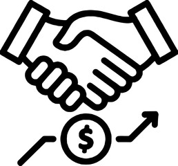Handshake between two people for business agreement or simple greetings icon isolated on white