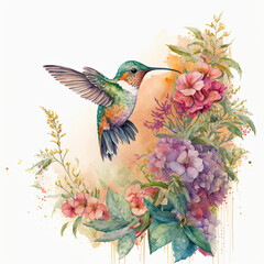 Birds on floral background for decorations