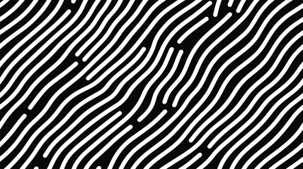 , Seamless pattern with black rounded diagonal lines. Abstract vector background.