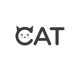 Cat wordmark or text based logo design On white background, Vector illustration.