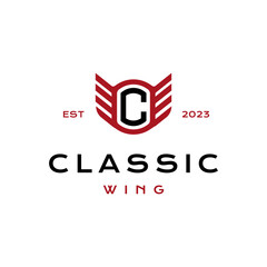 Vector classic wing vintage logo design template