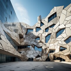 An Architectural Masterpiece: The Deconstructivist Public Building with Fragmented Forms and Unique Materials