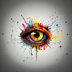 kolorowe oko, przedstawione jako kolorowa wizja malarska - obrazy, fototapety, plakaty
