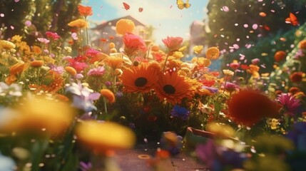 Obraz na płótnie Canvas flower garden celebration joyful happy.Generative AI