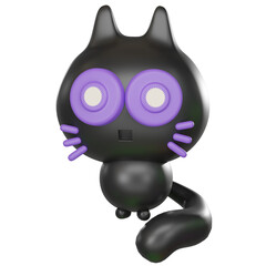 Cute Cartoon Halloween Black Cat 3D render