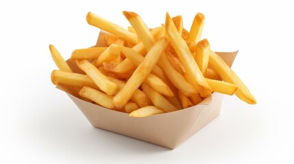 French fries isolated on white background.Generative AI