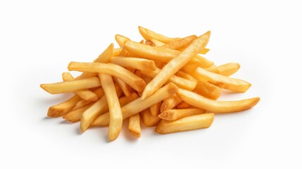 French fries on white background.Generative AI