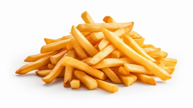 French fries isolated on white background.Generative AI