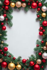 Fototapeta na wymiar Christmas background with a fir tree decorated with garlands, lights, toys, balls and xmas gifts