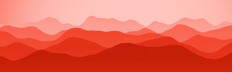 amazing red mountains in the sunrise computer graphic backdrop illustration - obrazy, fototapety, plakaty
