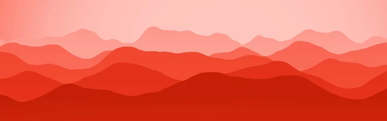 Schilderijen op glas amazing red mountains in the sunrise computer graphic backdrop illustration © Dancing Man