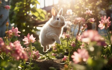 Rabbit's Dance Amidst Floral Symphony