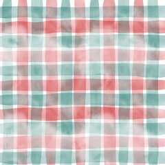 Red Green Gingham Check Hand Drawn Background
