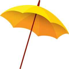 Yellow beach umbrella on white background.