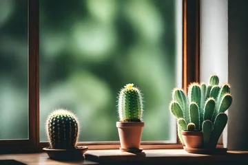 Foto op Plexiglas cactus in the garden 4k HD quality photo.  © AI artistic beauty
