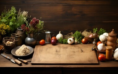 Scattered handwritten recipes and vintage cooking utensils on a wooden table