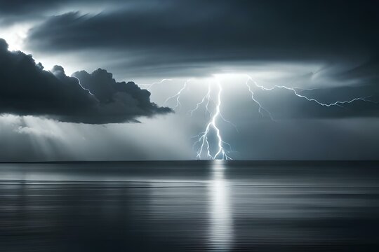 A dark storm background with sky, clouds and lightning ,thunder storm