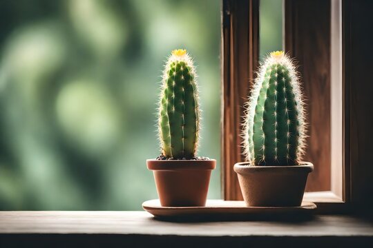cactus in a pot 4k HD quality photo. 