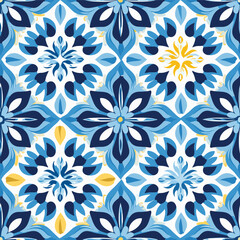 Fototapeta na wymiar Seamless Abstract Floral Pattern. Blue