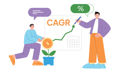 CAGR Compound annual growth rate investor analyze percentage of investment return earning periodically