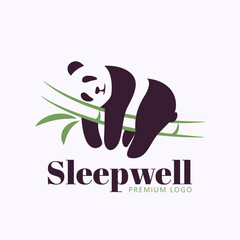 Sleeping panda logo design with minimal negative space concept © Danhood