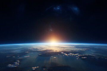 Naklejka na ściany i meble The Sun Rising Over Earth From Space