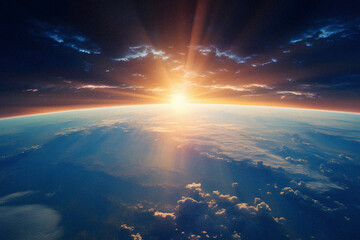 The Sun Rising Over Earth From Space
