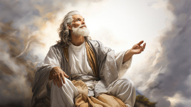 Background illustration of prophet Elijah the man who went to heaven without experiencing death Generative AI