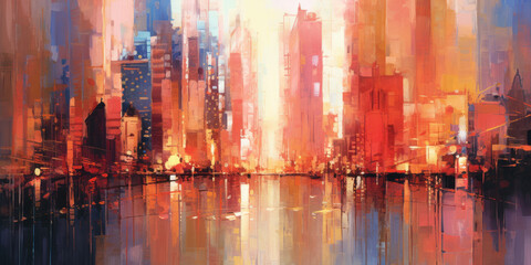 abstract art of cityscape,illustration painting