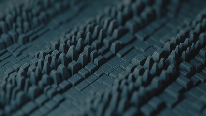Obraz premium Abstract concept. Particles of the gray matte surface move up and down in waves. Texture. Light and shadow.