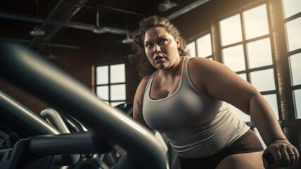 Fototapeta na wymiar Overweight women at gym