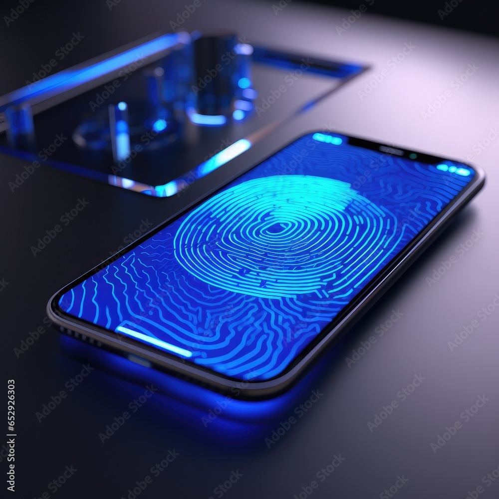 Poster Mobile phone and fingerprint on the screen