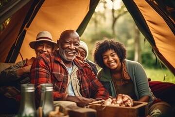 Obraz na płótnie Canvas Camping with grandparents