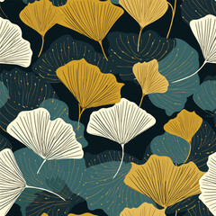 Seamless pattern of gingko leaf. For wrapping paper. Ideal for wallpaper, surface textures, textiles.