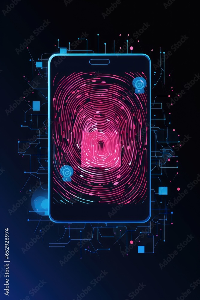 Poster Mobile phone and fingerprint on the screen