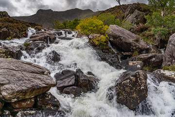 River in full flood after a lot of rain, North Rain