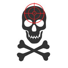 Target skull icon. Headshot with skull vector ilustration.