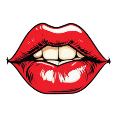 Red female lips vector,print ready,eps,can be used for cricut,hand drawn,kiss