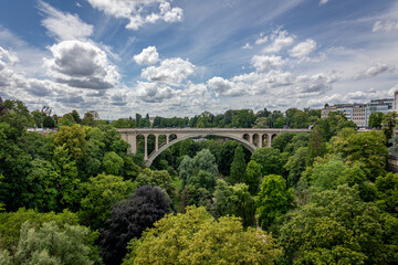The Adolf's Bridge, the largest stone arch bridge in the world in Luxembourg City, the bridge is named after Duke Adolf of Luxembourg