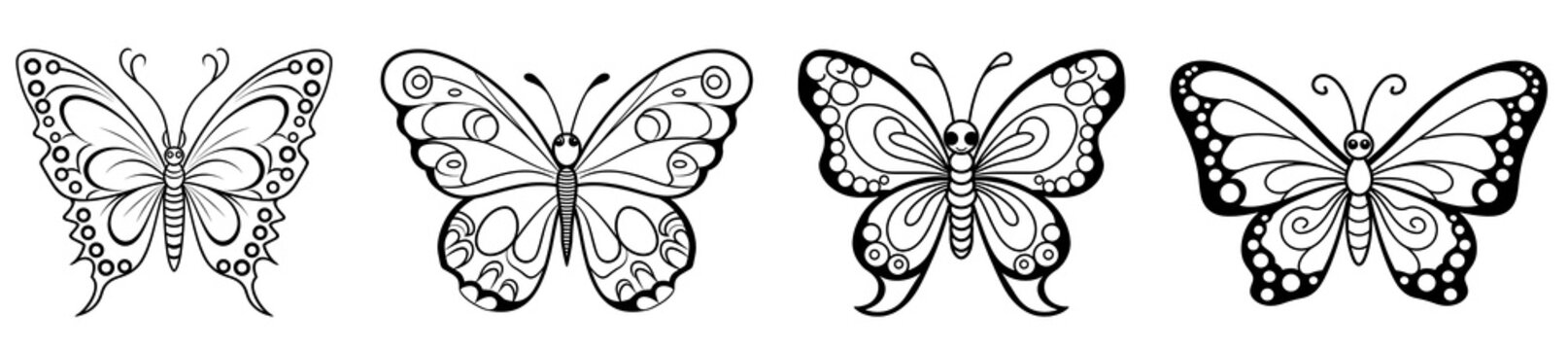 Butterfly - simple thick lines, kids preschool children cartoon coloring book pages. Generative AI