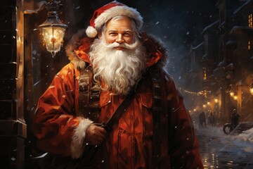 Fototapeta na wymiar Santa Claus, Merry Christmas and Happy New Year illustration, AI generated