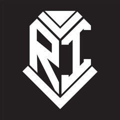 RI letter logo design on black background. RI creative initials letter logo concept. RI letter design.
