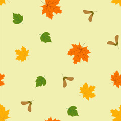 Seamless pattern with maple leaves. Autumn. Vector illustration.