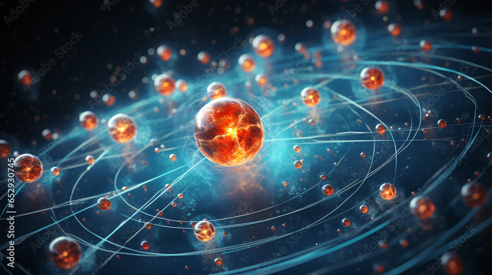 Wall mural dive into the world of subatomic particles within atoms with a 3d-rendered depiction—an essential ph