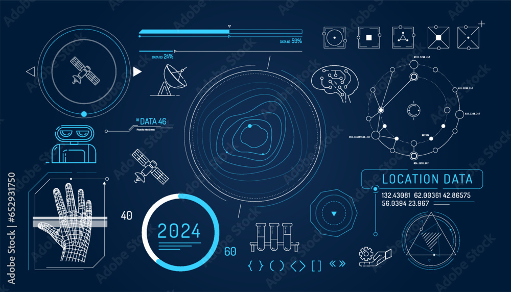 Canvas Prints set of infographic elements about satellite internet and ai.