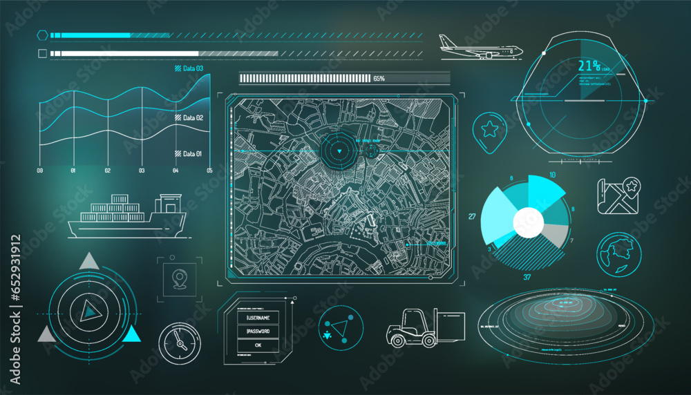 Canvas Prints set of infographic elements about geolocation and cargo transportation.