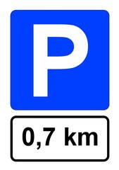 Illustration eines blauen Parkplatzschildes mit der Aufschrift 