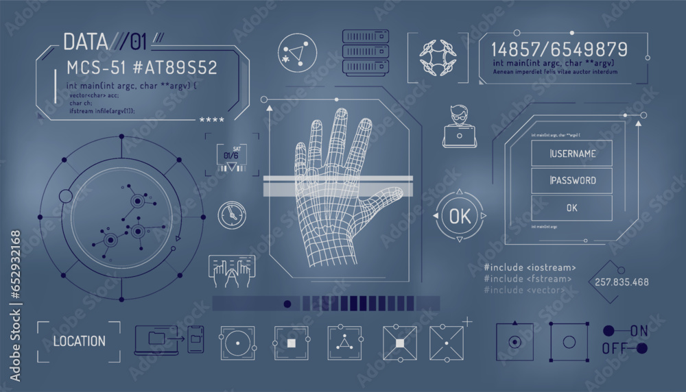 Wall mural set of infographic elements about computer security.