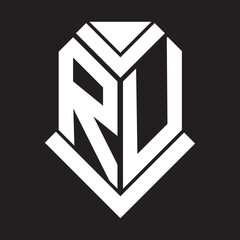 RU letter logo design on black background. RU creative initials letter logo concept. RU letter design.
