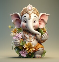 Adorable 3D Ganesha A Cute Illustration